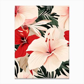 Seamless Pattern With Tropical Flowers 3 Canvas Print