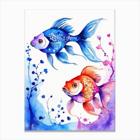 Twin Goldfish Watercolor Painting (45) Canvas Print