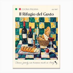 Il Rifugio Del Gusto Trattoria Italian Poster Food Kitchen Canvas Print