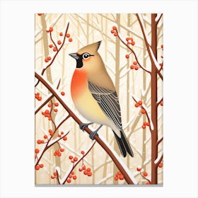 Bird Illustration Cedar Waxwing 2 Canvas Print