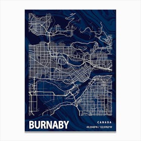 Burnaby Crocus Marble Map Canvas Print