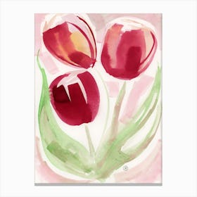 Three Red Tulips Canvas Print