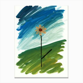 Minimal Floral In Green And Blue - flower blue green vertical Canvas Print