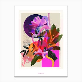 Amaranth 1 Neon Flower Collage Poster Canvas Print