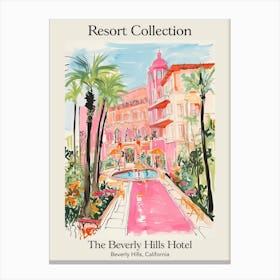 Poster Of The Beverly Hills Hotel   Beverly Hills, California   Resort Collection Storybook Illustration 4 Canvas Print