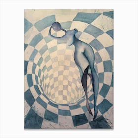 Figure In A Checkerboard Canvas Print