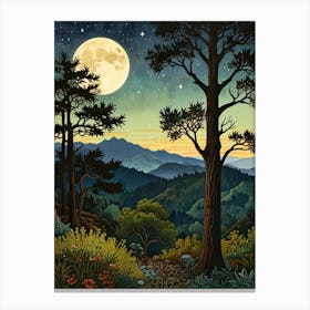 William Morris Rose Moonlight In The Mountains Canvas Print