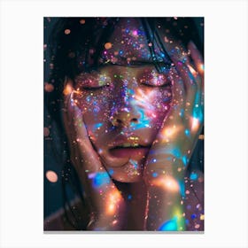 Girl With Glitter On Her Face Canvas Print