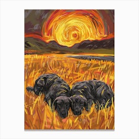 Labradors At Sunset Canvas Print