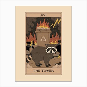 The Tower  Raccoons Tarot Canvas Print
