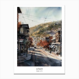 Park City, Utah 3 Watercolor Travel Poster Canvas Print