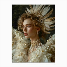 Portrait Of A Woman With Feathers Canvas Print