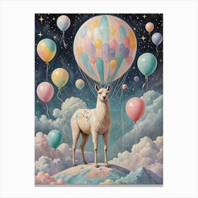 Party Llama In The Clouds Canvas Print