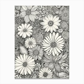 Black And White Flowers 8 Canvas Print