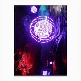 Neon landscape: Sphere [synthwave/vaporwave/cyberpunk] — aesthetic retrowave neon poster Canvas Print