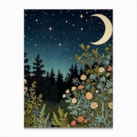 Night In The Woods Style William Morris Art Print 1 Canvas Print