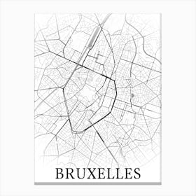 Bruxelles, Belgique, City Map, Black And White Fade Design Leinwandbild