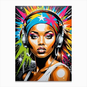 Graffiti Mural Of Beautiful Hip Hop Girl 31 Canvas Print