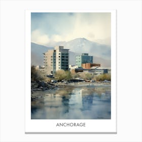 Anchorage Watercolor 2 Travel Poster Canvas Print