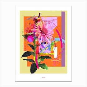 Aster 6 Neon Flower Collage Poster Canvas Print