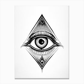 Enlightenment, Symbol, Third Eye Simple Black & White Illustration 1 Canvas Print