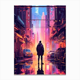 Neon city street art Canvas Print