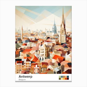 Antwerp, Belgium, Geometric Illustration 1 Poster Canvas Print