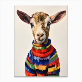 Baby Animal Wearing Sweater Goat 1 Canvas Print