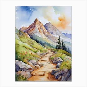 Watercolor Of A Mountain Path.13 Canvas Print