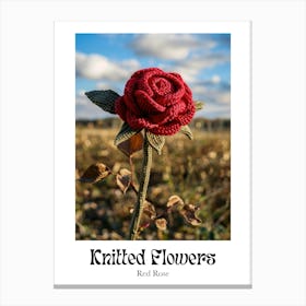 Knitted Flowers Red Rose 1 Canvas Print
