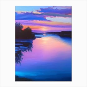Sunset Over River Waterscape Marble Acrylic Painting 2 Canvas Print