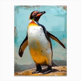 Galapagos Penguin Saunders Island Colour Block Painting 2 Canvas Print