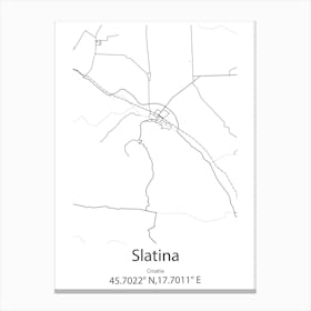 Slatina,Croatia Minimalist Map Canvas Print