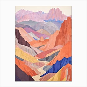 Aconcagua Argentina 2 Colourful Mountain Illustration Canvas Print