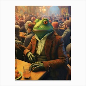 Frog In A Bar Retro 1 Canvas Print