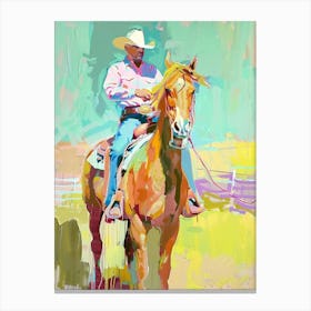 Blue And Yellow Cowboy Painting 8 Canvas Print
