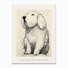Old English Sheepdog Line Sketch 1 Poster Canvas Print