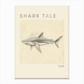 Vintage Shark Pencil Illustration 2 Poster Canvas Print