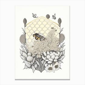 Beehive With Flowers 5 Vintage Canvas Print