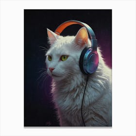 Cat Listening To Music 3 Canvas Print