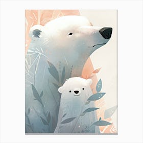 Polar Bear and Baby Bear Canvas Print