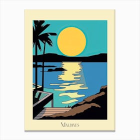 Poster Of Minimal Design Style Of Maldives 3 Canvas Print
