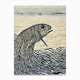 Cuttlefish Linocut Canvas Print