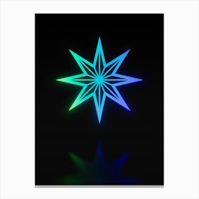 Neon Blue and Green Abstract Geometric Glyph on Black n.0345 Canvas Print