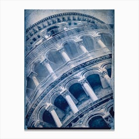 Pisa Tower Cyanotype Canvas Print