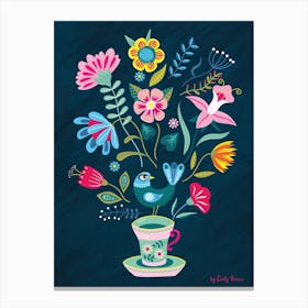 Folk Art Tea Cup Canvas Print