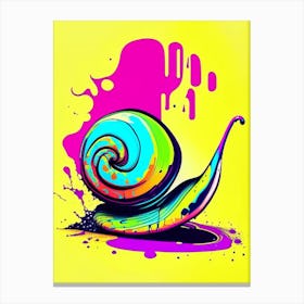 Snail With Splattered Background Pop Art Canvas Print