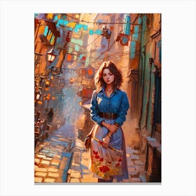 Pretty Girl In The Alley Canvas Print