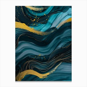 Abstract Blue Gold Abstract Painting Canvas Print
