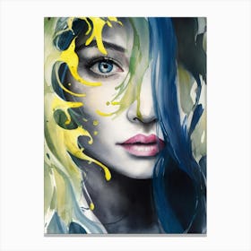 Woman With Blue Hair Canvas Print